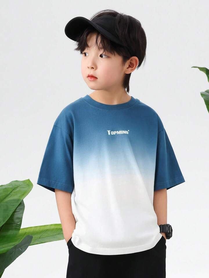 "Blue and white ombre boys' t-shirt for summer."
